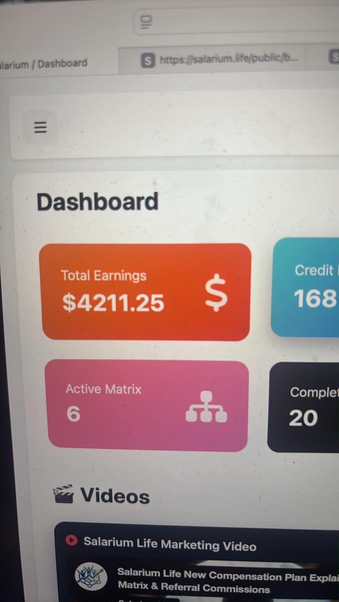 Earnings dashboard showing total earnings of $4,211.25 on Day 5